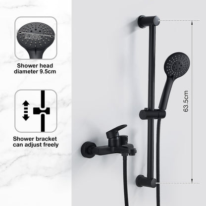Wannenarmatur Duschsystem Schwarz – Komplettset mit Handbrause