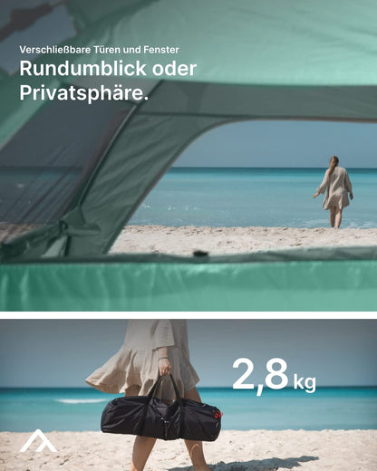 qeedo Quick Palm Strandmuschel – Leichtes Quick-Up UV80 Zelt
