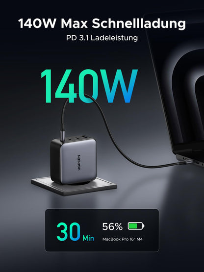 UGREEN Nexode 200W USB-C Ladegerät, GaN Netzteil mit 4 Ports