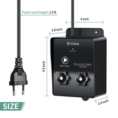 briidea Weidezaungerät 230V Elektrozaungerät 3 Joule 10.000 V
