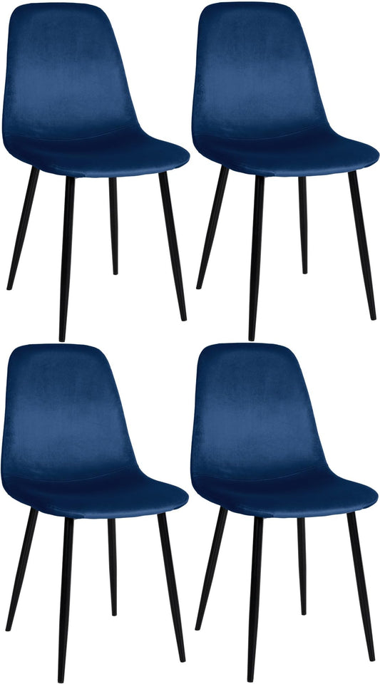 CLP Napier Esszimmerstühle 4er Set Samt blau Metallgestell. Diese Stühle dienen zum Sitzen am Esstisch.