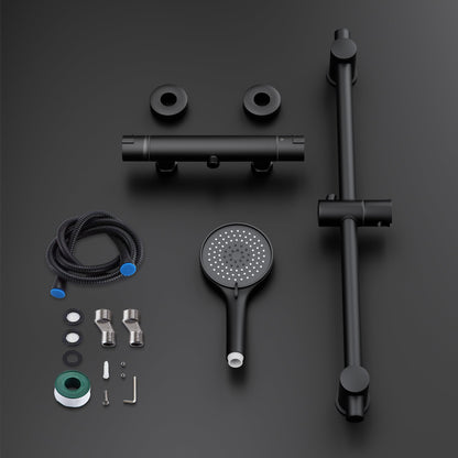 MORADO Duschsystem Thermostat – Schwarz mit Brausegarnitur