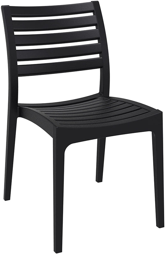 CLP Gartenstuhl Ares I – Kunststoff-Stapelstuhl Schwarz. Stapelbarer Kunststoffstuhl für Gärten und Terrassen.