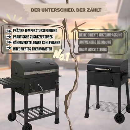 ACTIVA Angular Guss Holzkohlegrill mit Gusseisenrost und Abdeckhaube