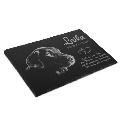 Paule Black Schiefer Tiergrabstein, personalisierte Gedenktafel 30x20