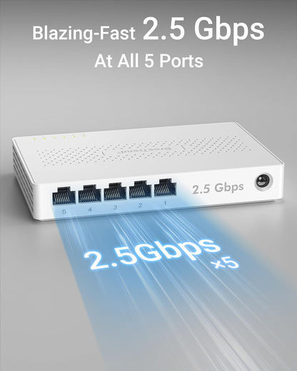 BrosTrend 5-Port 2.5G Ethernet Switch, unmanaged, lüfterlos