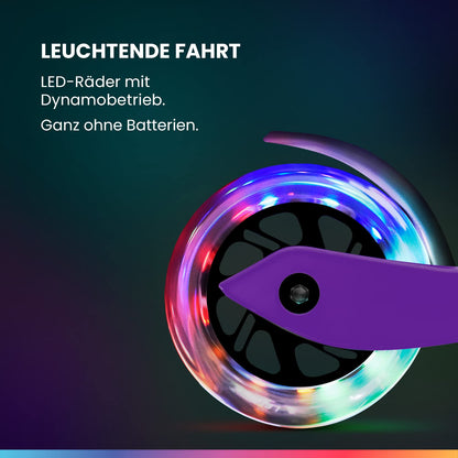 Fun Pro ONE Roller, der Sichere Premium Roller Kinder 3 Jahre, LED Räder, faltbar, ab Kleinkind Junge Mädchen, Kinderroller, 3 4 5 6 Jahre