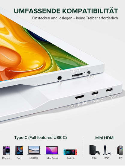 UPERFECT 15.6" 1920x1080 IPS Tragbarer Monitor - Weiss