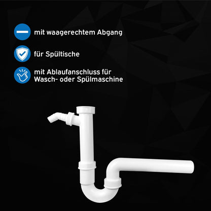 kör4u Komplettset Ausgussbecken Stahl weiss 50cm – mit Siphon