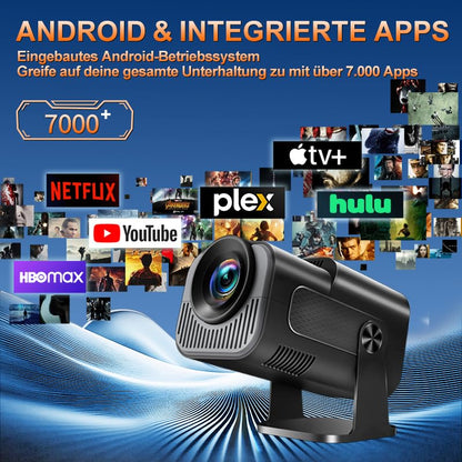 Smart 4K Mini Beamer tragbarer Android Projektor – Schwarz