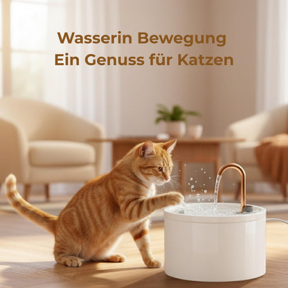 MISFANS Katzenbrunnen Keramik 2.1L, Trinkbrunnen mit Filter, weiss
