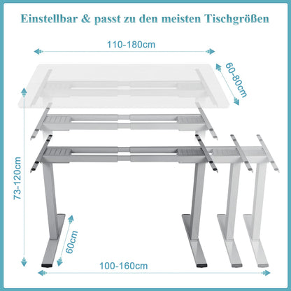 Homall Elektrisches Schreibtischgestell Höhenverstellbar - Grau