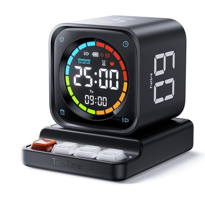 Ticktime TK3 Pomodoro Timer – Würfel-Timer mit Stoppuhr, Schwarz, LED-Display