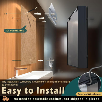 KWW LED Spiegelschrank Badezimmer – 100x70cm Dimmbar Anti-Nebel