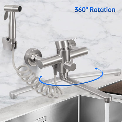 Wandarmatur Küche drehbar Spritzpistole Edelstahl gebuerstet