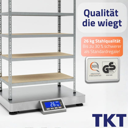 TKT Work System Schwerlastregal verzinkt 180x120x40 cm mit 5 Holzböden