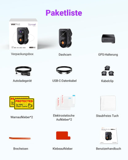 VANTRUE S1 PRO MAX 4K STARVIS 2 Dashcam Auto Vorne 5G WLAN