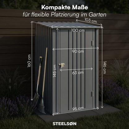 STEELSØN Timir Gerätehaus Metall mit Pultdach, 103x100 cm, Anthrazit