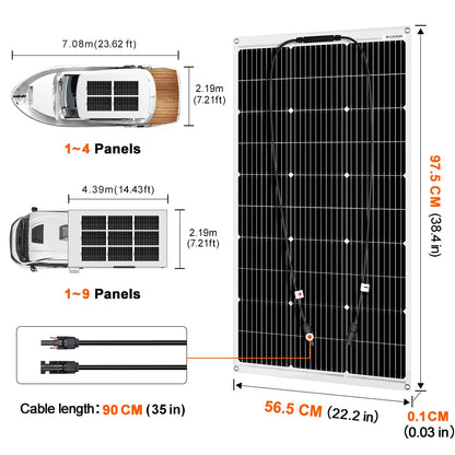 DOKIO 100W Flexibles Solarmodul - Monokristallin 12V