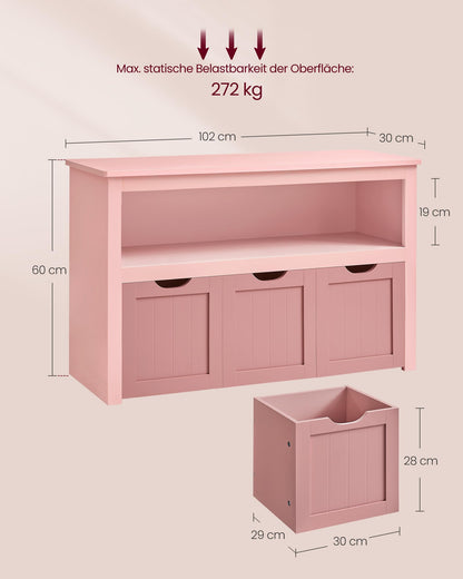 VASAGLE LHS380R02 Kinderregal Spielzeugaufbewahrung - Pastellrosa