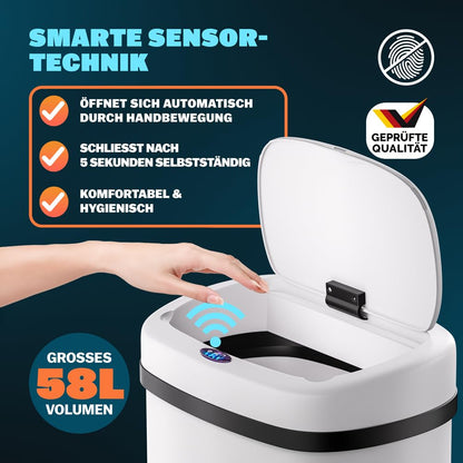 Monzana Sensor Mülleimer 58 L Automatik Abfalleimer - Creme