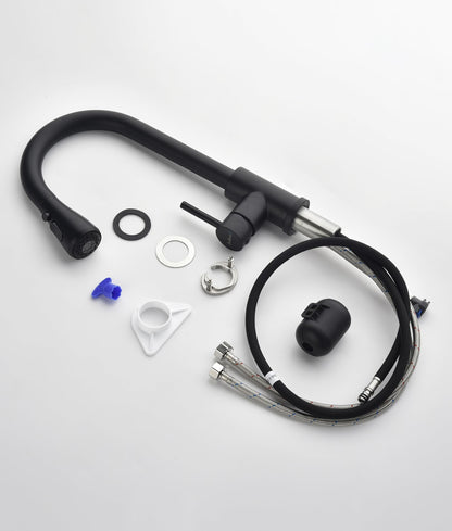Baollansa Küchenarmatur BJQ2006 ausziehbar, 3 Strahlarten, schwarz