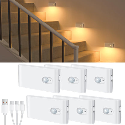 WILLED LED Nachtlicht mit Bewegungsmelder, 6er-Set, warmweiss, wiederaufladbare LED-Leuchte