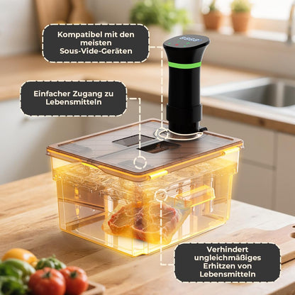 Vihoom Sous Vide Behälter 11L mit Deckel und Rost, Grau