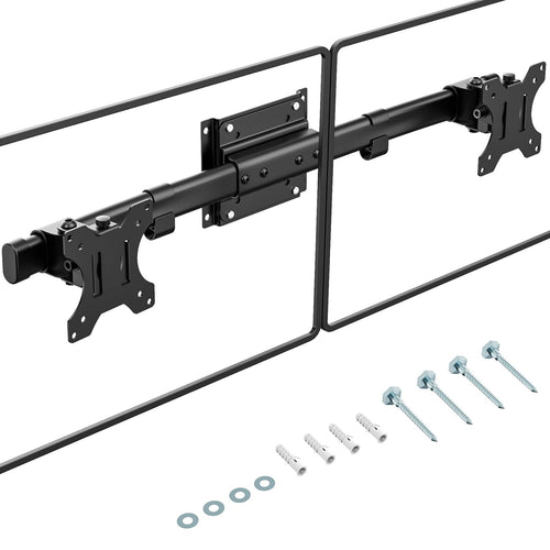 PUTORSEN Dual Monitorhalterung Adapter, 13-27 Zoll, VESA 75/100 aus Stahl mit gebogener Schiene für zwei Monitore