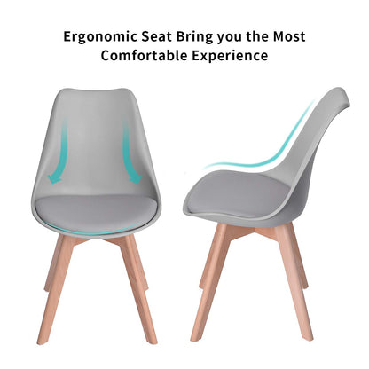 EGGREE Set 4 Buchenholz Skandi Retro Küchenstühle - Grau