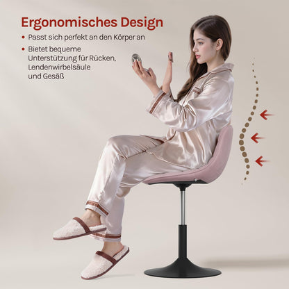 WOLTU Schminktisch Hocker mit Rückenlehne, höhenverstellbar, Samt Rosa