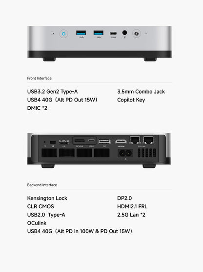 MINIS FORUM AI X1 Pro Mini PC - Ryzen AI 9 HX370, 96GB/2TB