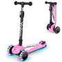 YOLEO Kinderroller Dreiradscooter, 4-fach höhenverstellbar, Rosa