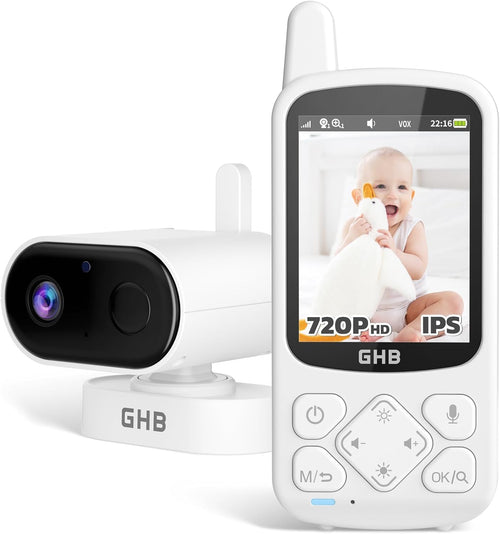 GHB Babyphone mit Kamera ABM800-EU, 720P HD, VOX, Nachtsicht – Kamera und Elterneinheit mit Display
