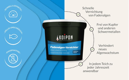 KOIPON Fadenalgen-Vernichter Teich-Algenmittel - 2.5 kg