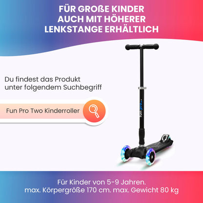 Fun Pro ONE sicherer Kinderroller - LED Räder, ab 3 J.