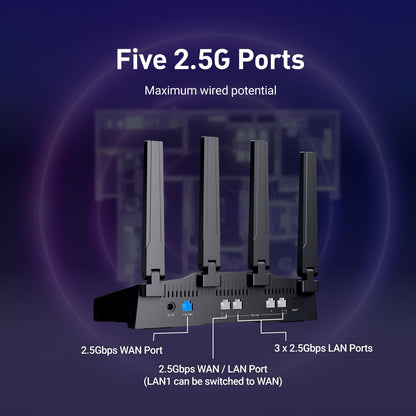 GL.iNet GL-BE9300 Flint 3 WiFi 7 Router, Tri-Band, 5x 2.5G Ports
