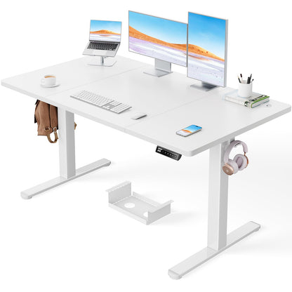 ErGear Elektrischer Höhenverstellbarer Schreibtisch 140x80cm. Rechteckige Platte, stabiles Gestell. Ermöglicht ergonomisches Arbeiten im Sitzen und Stehen.