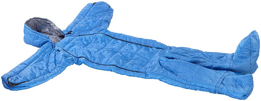 Semptec Urban Survival Technology Schlafsack Overall – XL Blau 205cm: Blauer, tragbarer Ganzkörper-Schlafsack. Hält warm und erlaubt Bewegung bei Kälte im Freien.