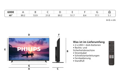 Philips 32PHS6000 HD LED Smart TV 32 Zoll – Titan OS, Pixel Plus
