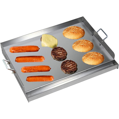 CAVATINY Edelstahl Grillplatte BBQ Plancha 54x41 cm mit Spachtel-Set