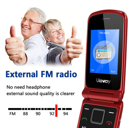 uleway G380D Seniorenhandy Klapphandy mit Ladestation, SOS, rot