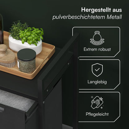 Steelsøn Rigil Wäschesammler 4 Fächer – Metall, Schwarz mit Ablage