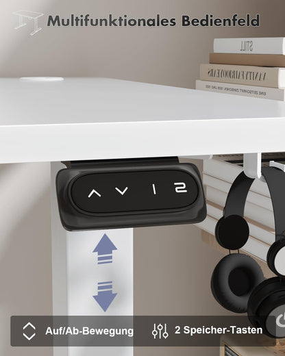 Devoko Elektrischer Steh-Sitz Bürotisch 140x60 cm Weiss