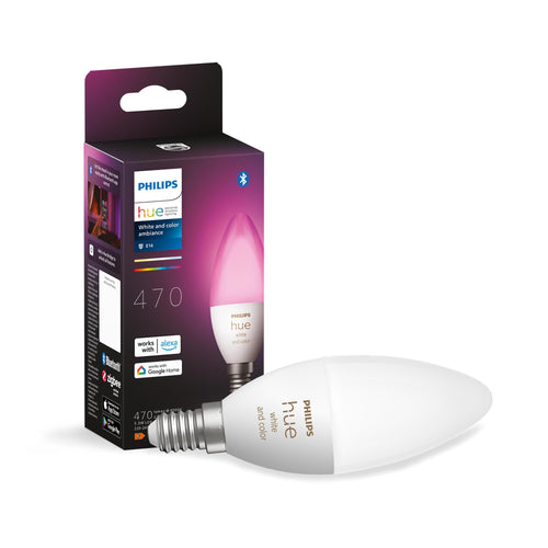 Philips Hue White & Color Ambiance E14 LED Kerzenlampe, 470 lm in Kerzenform, dimmbar