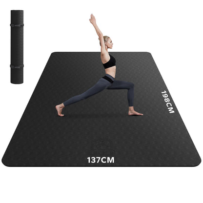 HAPBEAR Yogamatte XXL rutschfeste Fitnessmatte - TPE Schwarz. Rechteckige, schwarze TPE-Matte für rutschfeste Yoga- und Fitnessübungen.