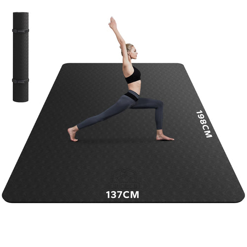 HAPBEAR Yogamatte XXL rutschfeste Fitnessmatte - TPE Schwarz