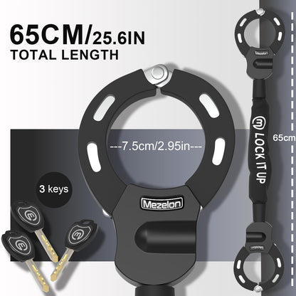 Mezelon E-Scooter Schloss mit Tasche, 8 mm Kette Handschellenschloss