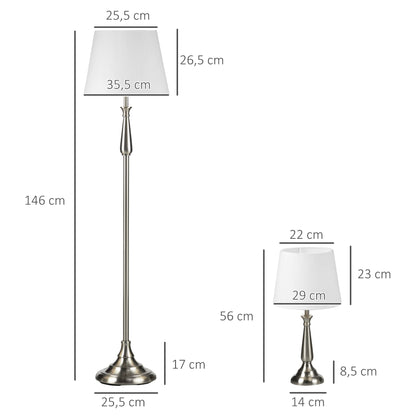 HOMCOM 3er-Lampenset Steh-/Tischleuchten - Vintage Creme