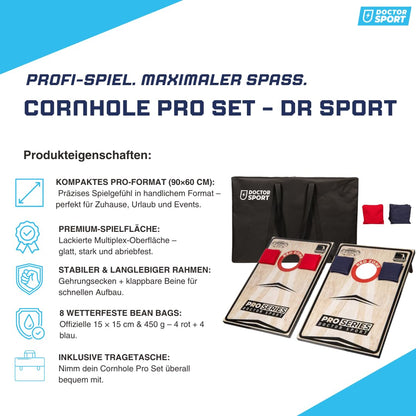 DOCTOR SPORT Cornhole Set Profi Series, 2x 90x60 cm, inkl. 8 Bean Bags